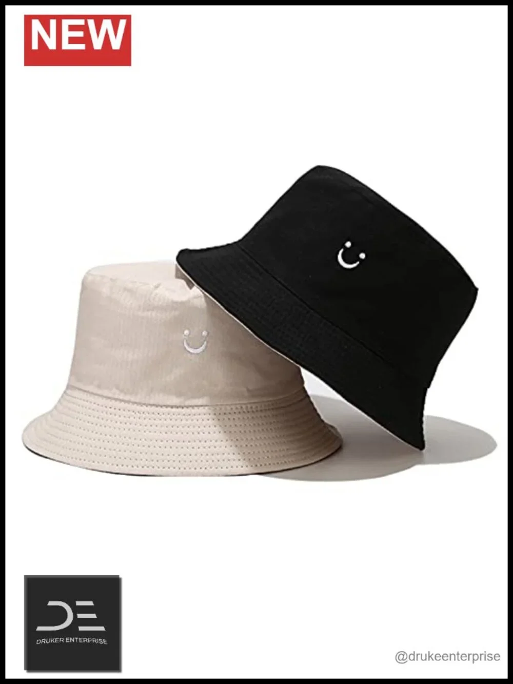 Reversible Smile Face Bucket Hat 2 in 1 Foldable Sun Hat for Women